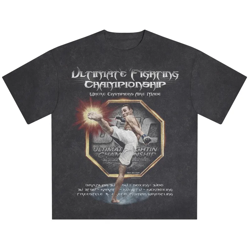 Men's Heather Black UFC Pow Snow Wash T-Shirt made by UFC