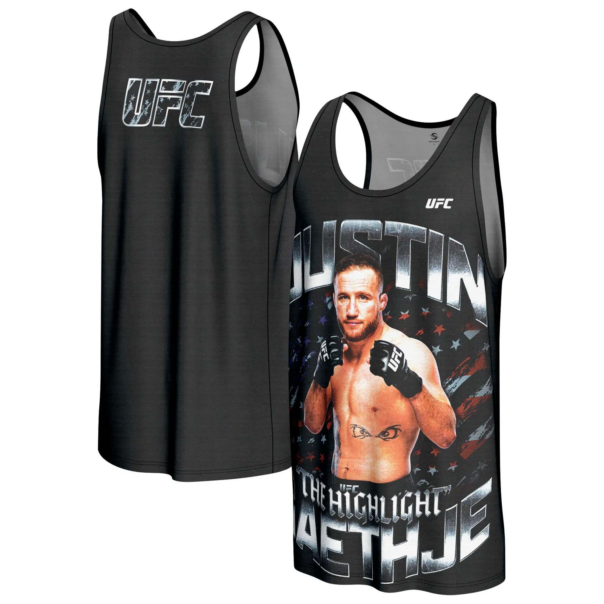 Men's ProSphere Black Justin Gaethje Fighter Tank Top sold by UFC