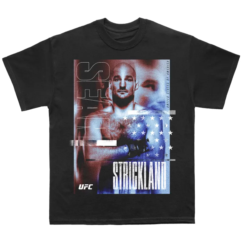 Men's Black Sean Strickland Houston T-Shirt made by UFC