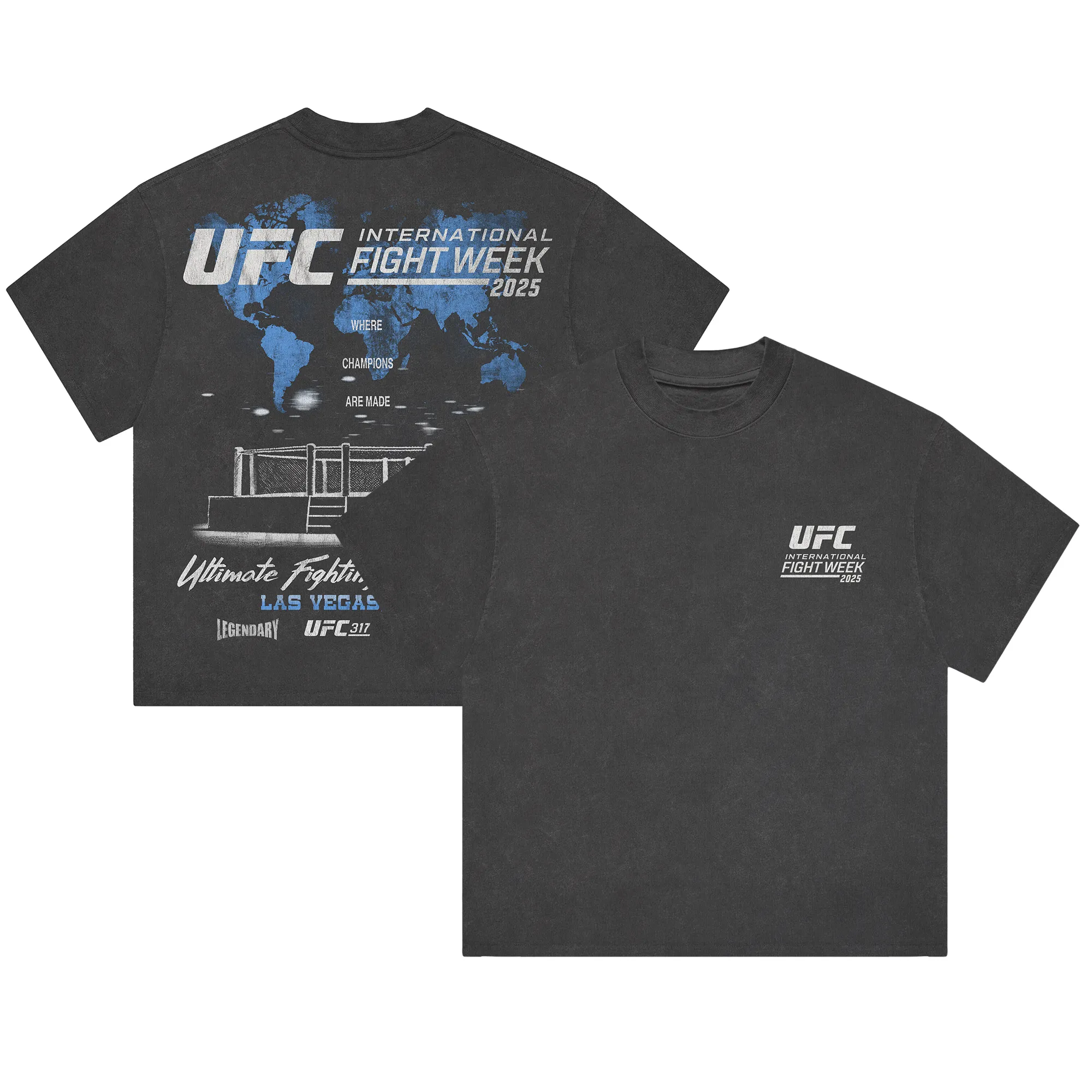 Men's Black UFC 2025 International Fight Week Core Logo Boxy T-Shirt sold by UFC