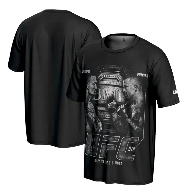 Men's ProSphere Black UFC 318 BMF Belt Max Holloway vs. Dustin Poirier T-Shirt made by UFC