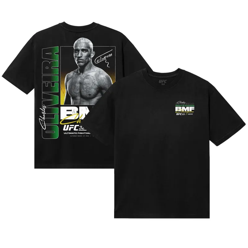 Men's Black Charles Oliveira UFC 326 #AndNew BMF Champion Boxy T-Shirt made by UFC