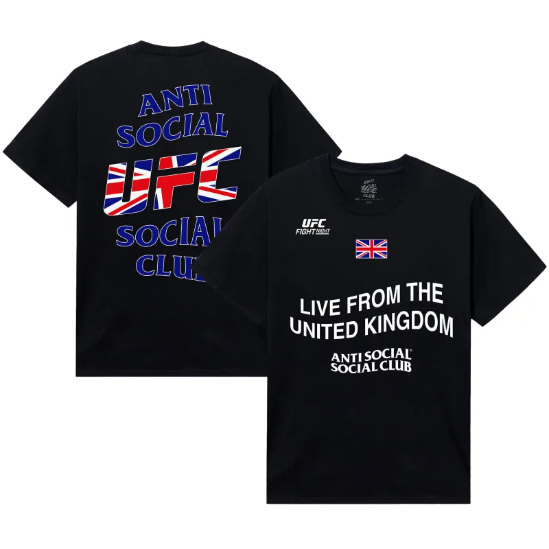 Unisex Anti Social Social Club x UFC Black UK Fight Night T-Shirt made by UFC
