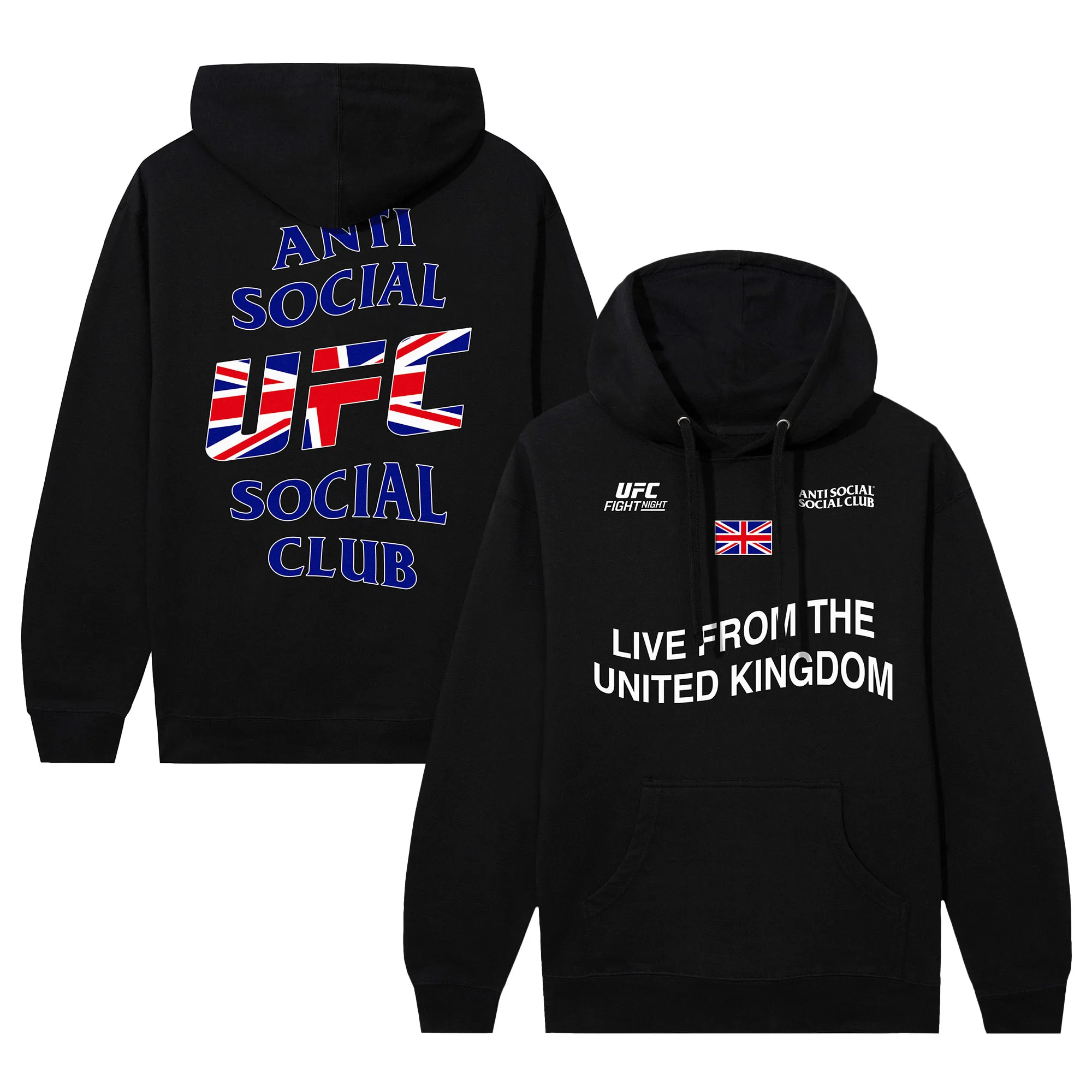 Unisex Anti Social Social Club x UFC Black UK Fight Night Hoodie sold by UFC