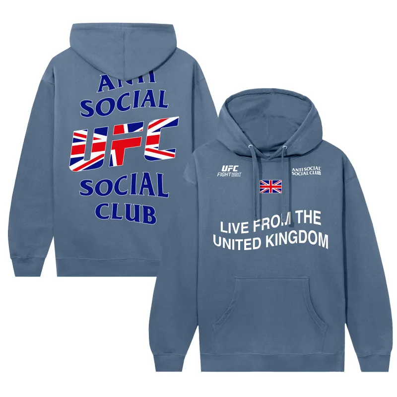 Unisex Anti Social Social Club x UFC Blue UK Fight Night Hoodie made by Anti Social Social Club