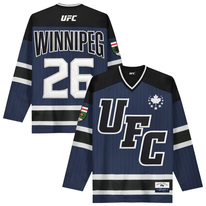 Men's Black/Blue  UFC Fight Night Winnipeg Hockey Jersey made by UFC