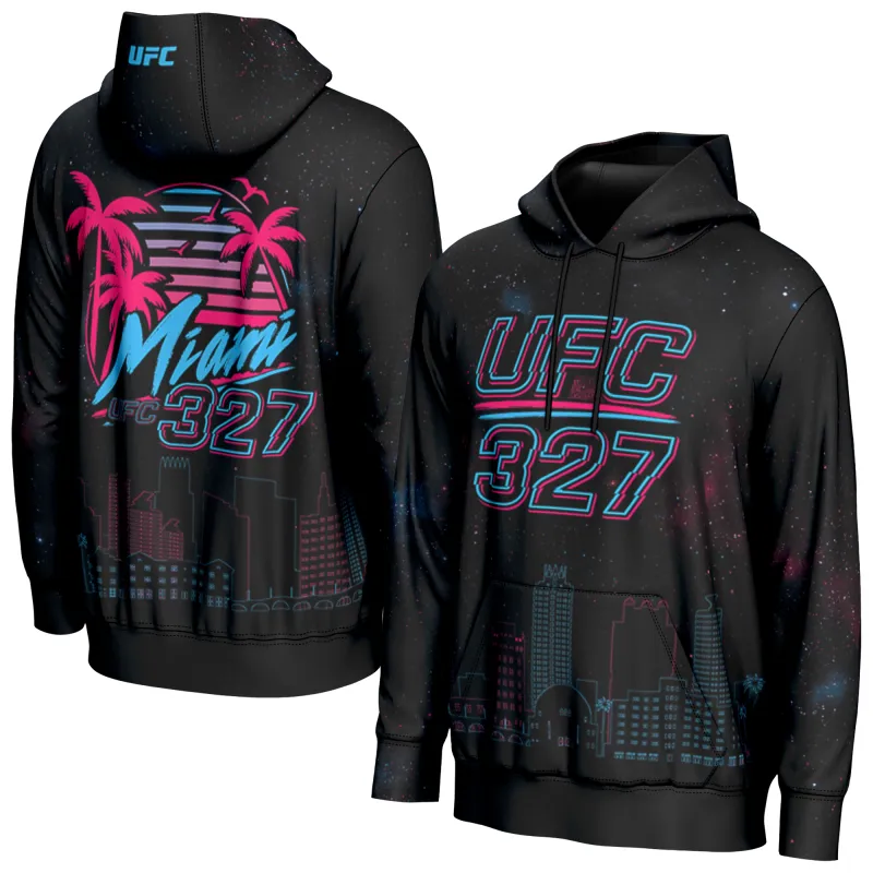 Men's ProSphere  Black UFC 327 Miami Skyline Hoodie made by UFC