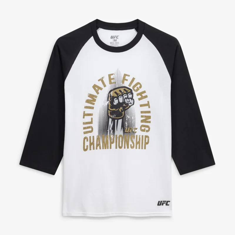 Men's UFC  White Fight Arm Raglan 3/4-Sleeve T-Shirt made by UFC