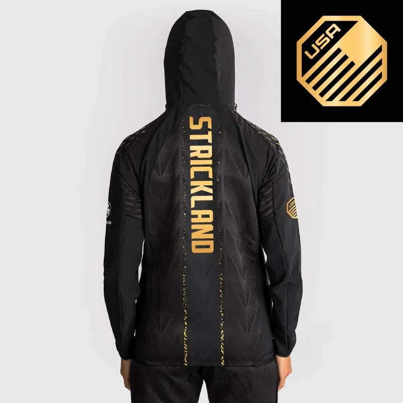 Women's UFC Zenith by Venum Sean Strickland Black/Gold Authentic Fight Night Full-Zip Champion Walkout Hoodie made by UFC