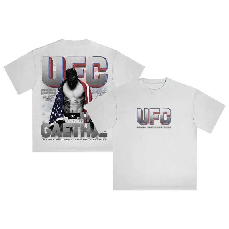 Men's White Justin Gaethje For The Title Boxy T-Shirt made by UFC