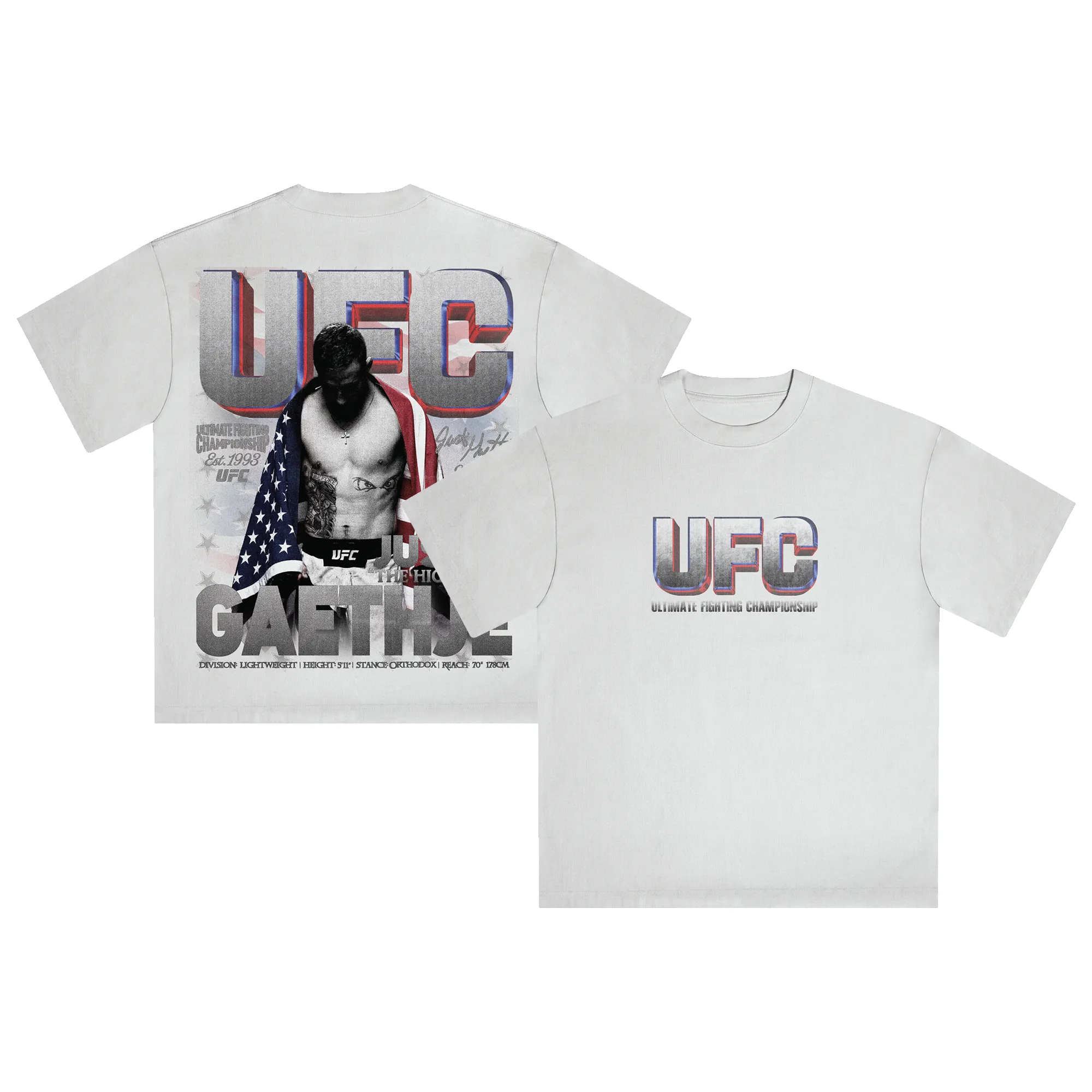 Men's White Justin Gaethje For The Title Boxy T-Shirt sold by UFC