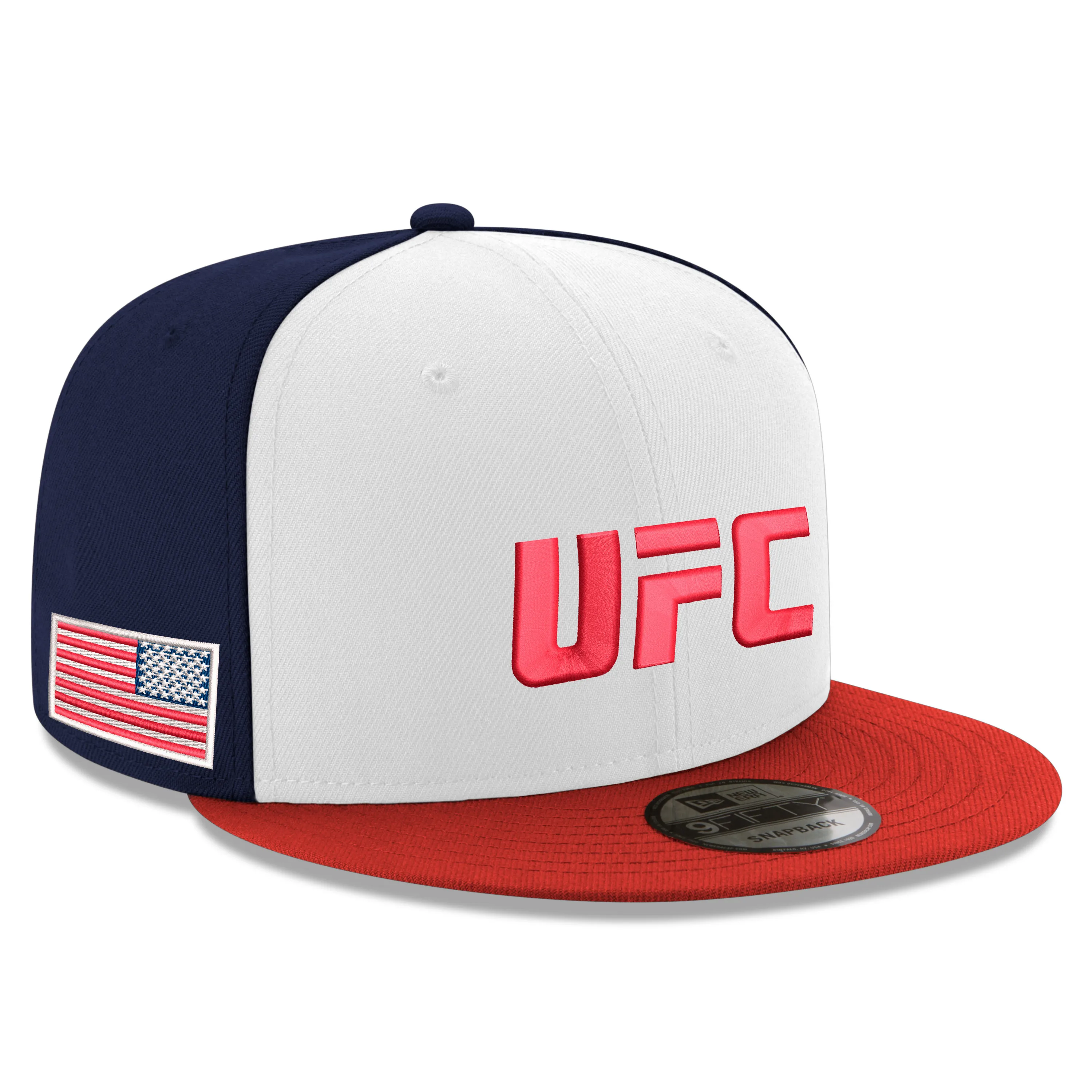 Men's New Era White/Red UFC America 9FIFTY Snapback Hat sold by UFC
