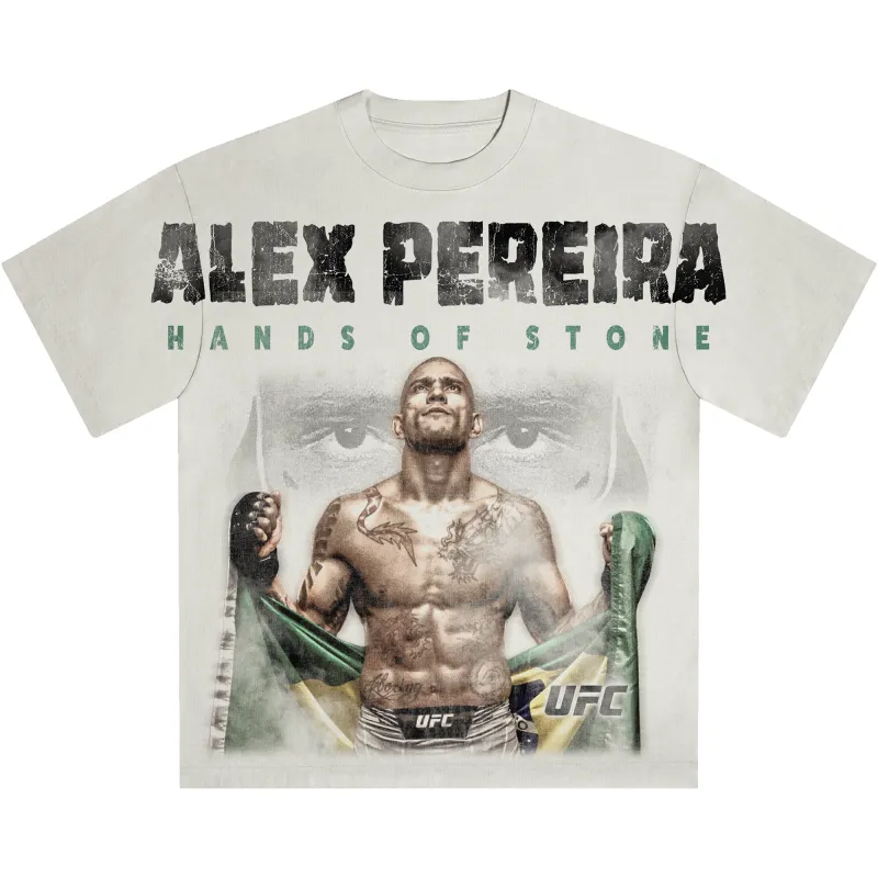 Men's White Alex Pereira Destined Boxy T-Shirt made by UFC