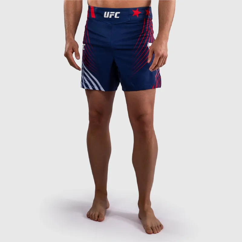 Men's UFC Freedom 250 by Venum Blue Authentic Fight Night Short Fit Fight Shorts made by UFC