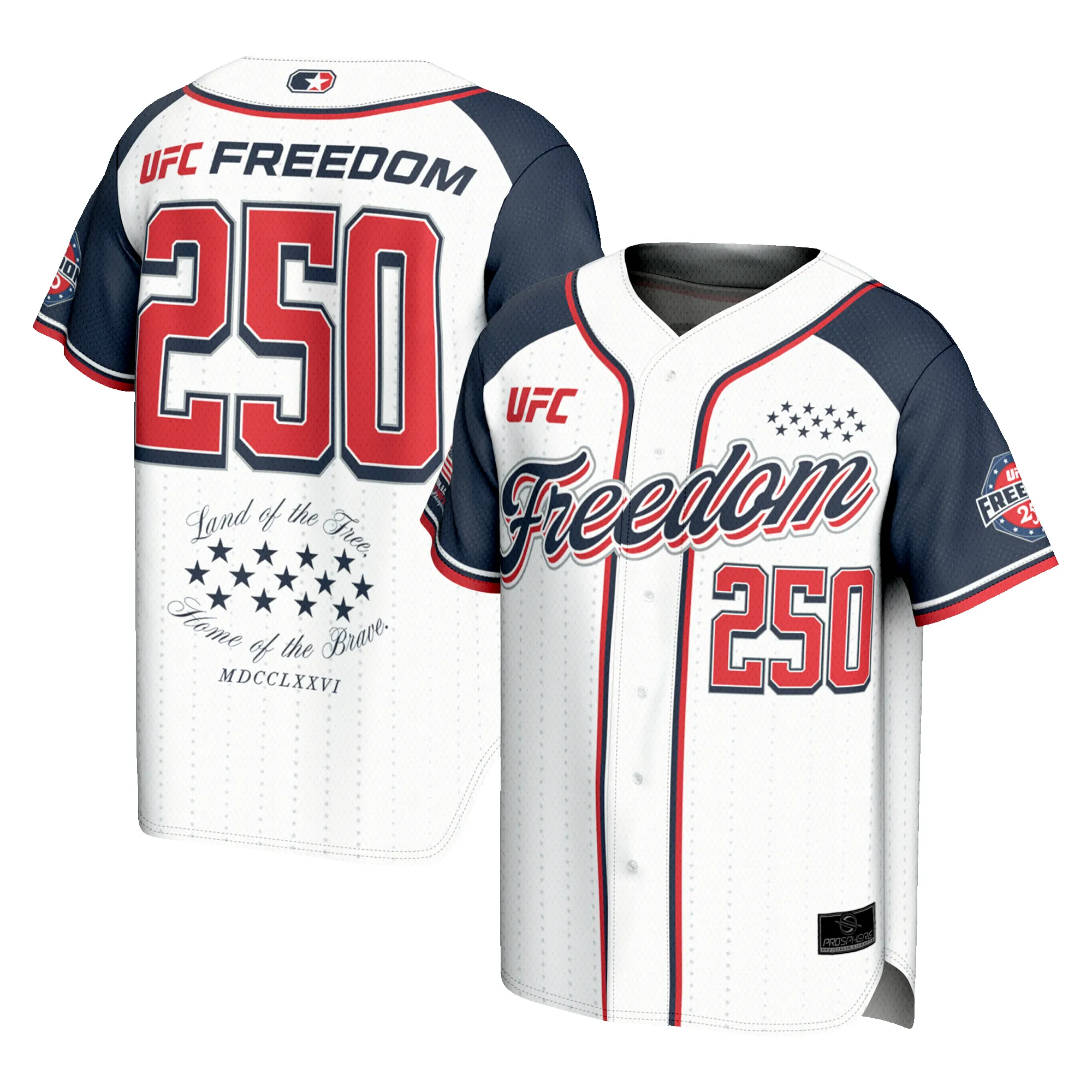 Men's ProSphere White UFC Freedom 250 Baseball Jersey sold by UFC