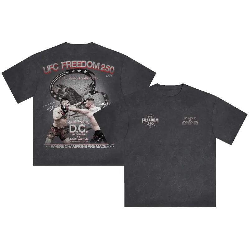 Men's Heather Black UFC Freedom 250 Boxy T-Shirt made by UFC