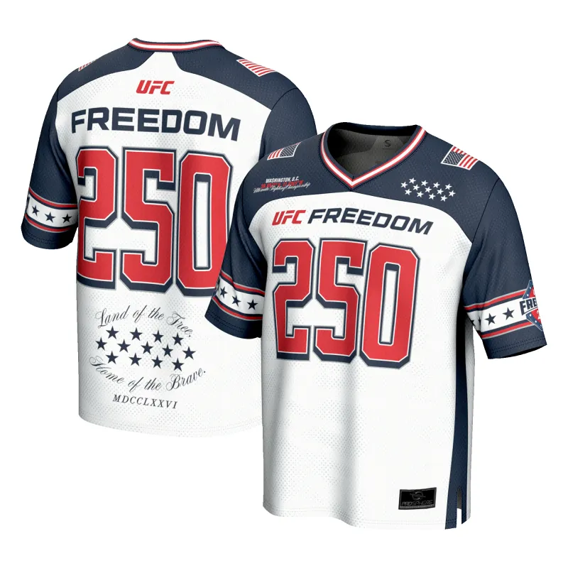 Men's ProSphere White UFC Freedom 250 Football Jersey made by UFC