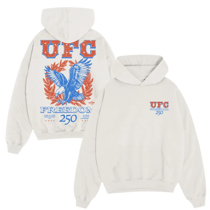 Men's White UFC Freedom 250 Kotinos Hoodie made by UFC