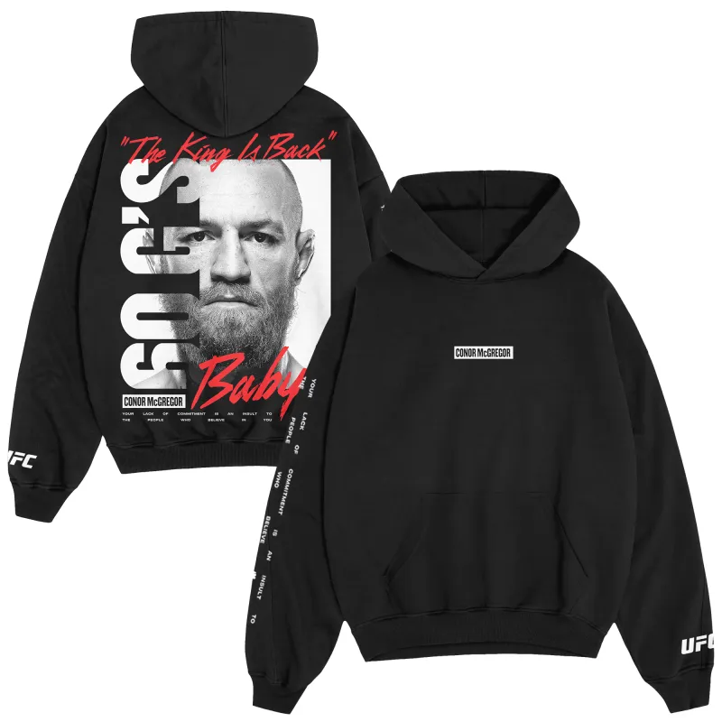 Men's UFC Black Conor McGregor King Billboard Hoodie made by UFC