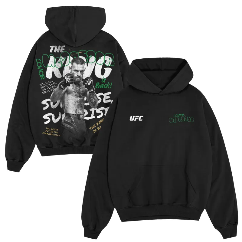 Men's UFC Black Conor McGregor King Hoodie made by UFC