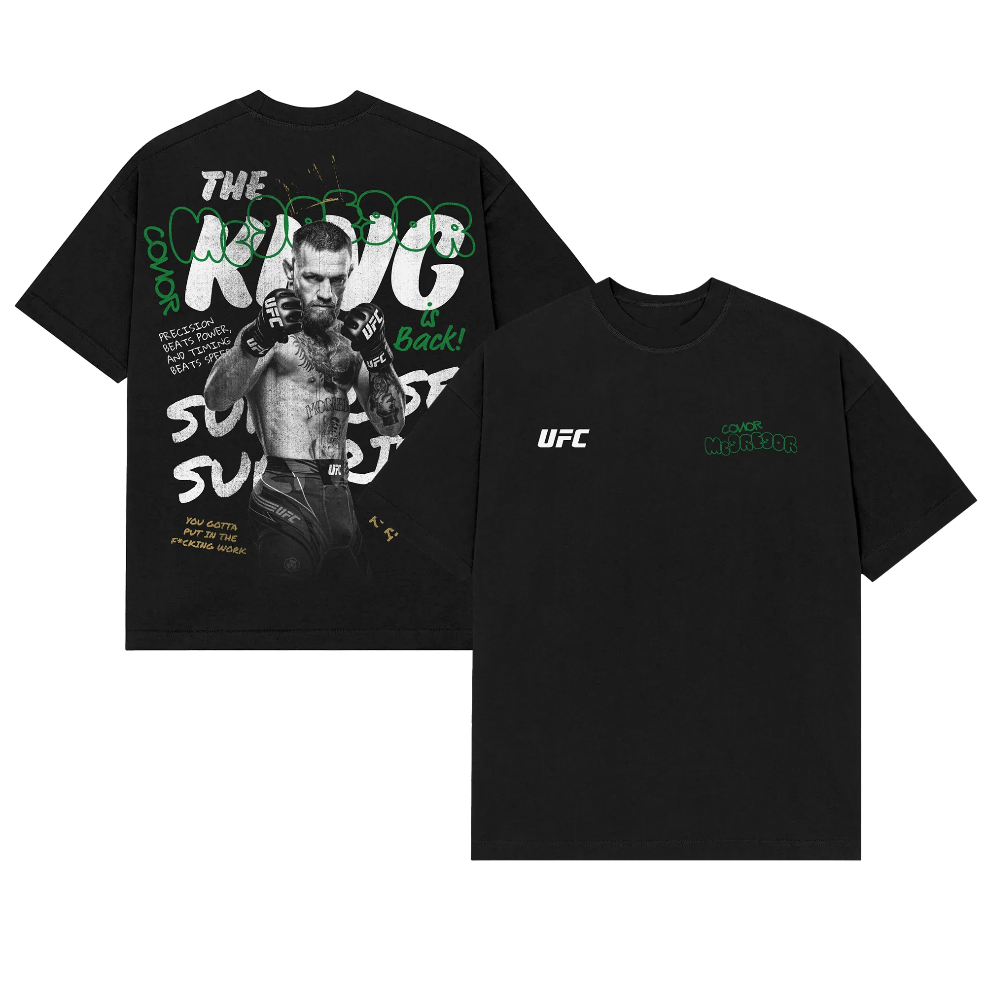 Men's UFC Black Conor McGregor King Boxy T-Shirt sold by UFC