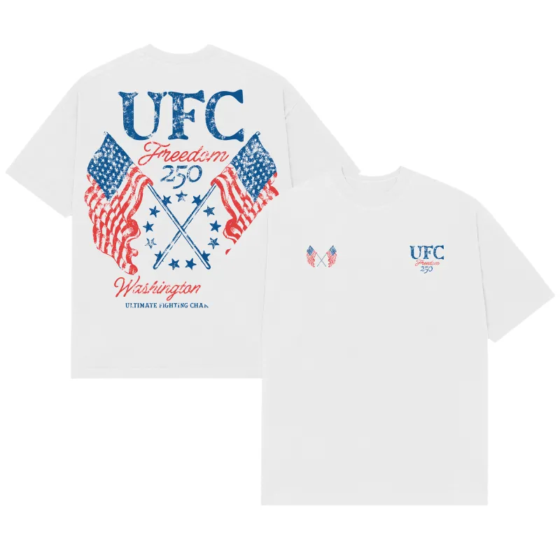Men's White UFC Freedom 250 Flags T-Shirt made by UFC