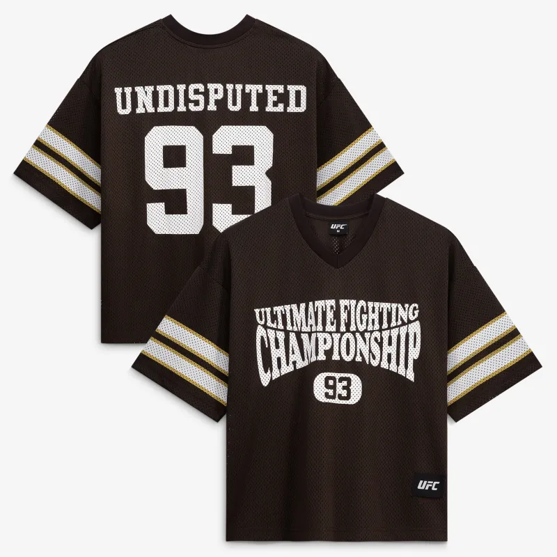 Men's Brown UFC Staple V-Neck Mesh Jersey made by UFC