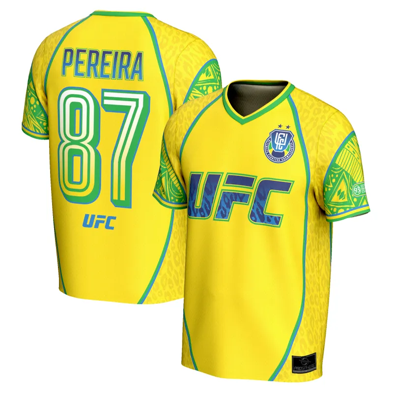 Unisex Alex Pereira ProSphere Yellow UFC Unrivaled Soccer Jersey made by UFC