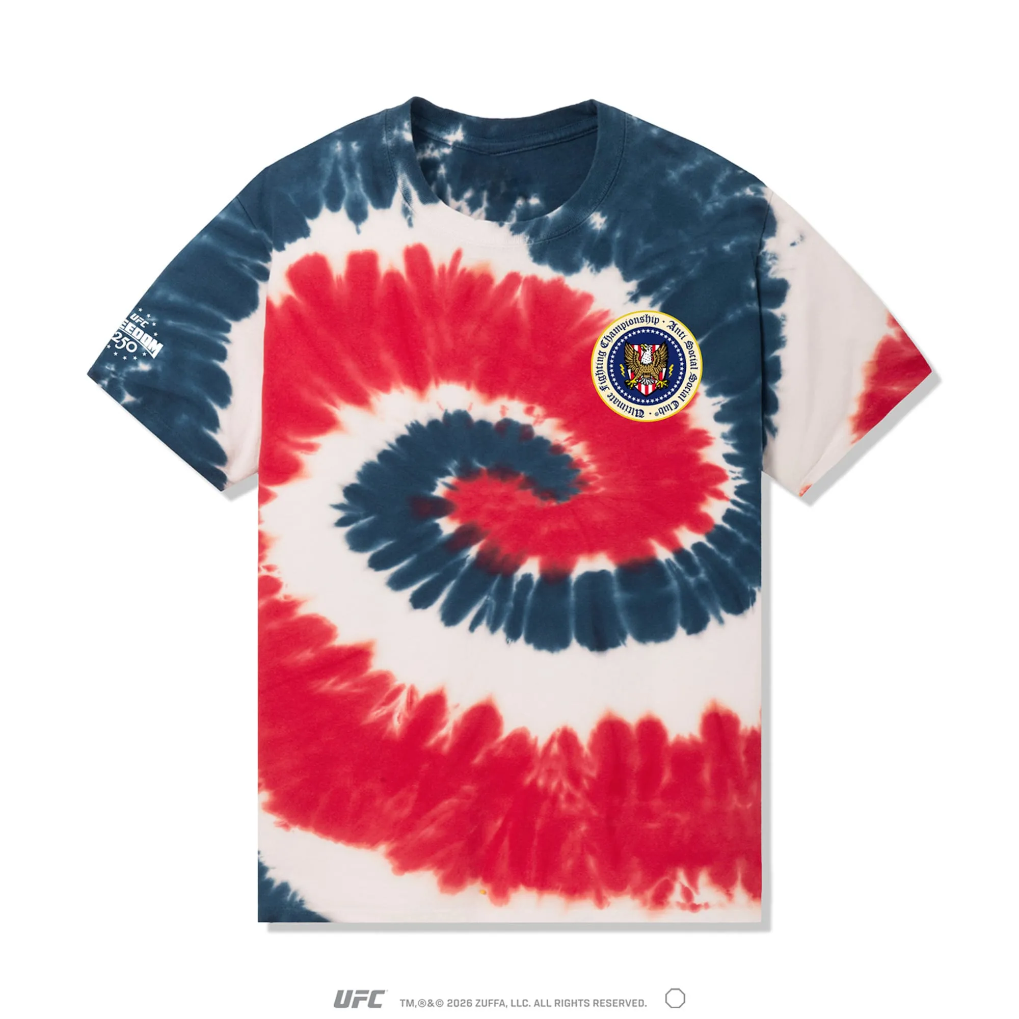 Unisex ASSC Americana Feat. UFC Freedom 250 Red Tie-Dye Seal T-Shirt sold by UFC