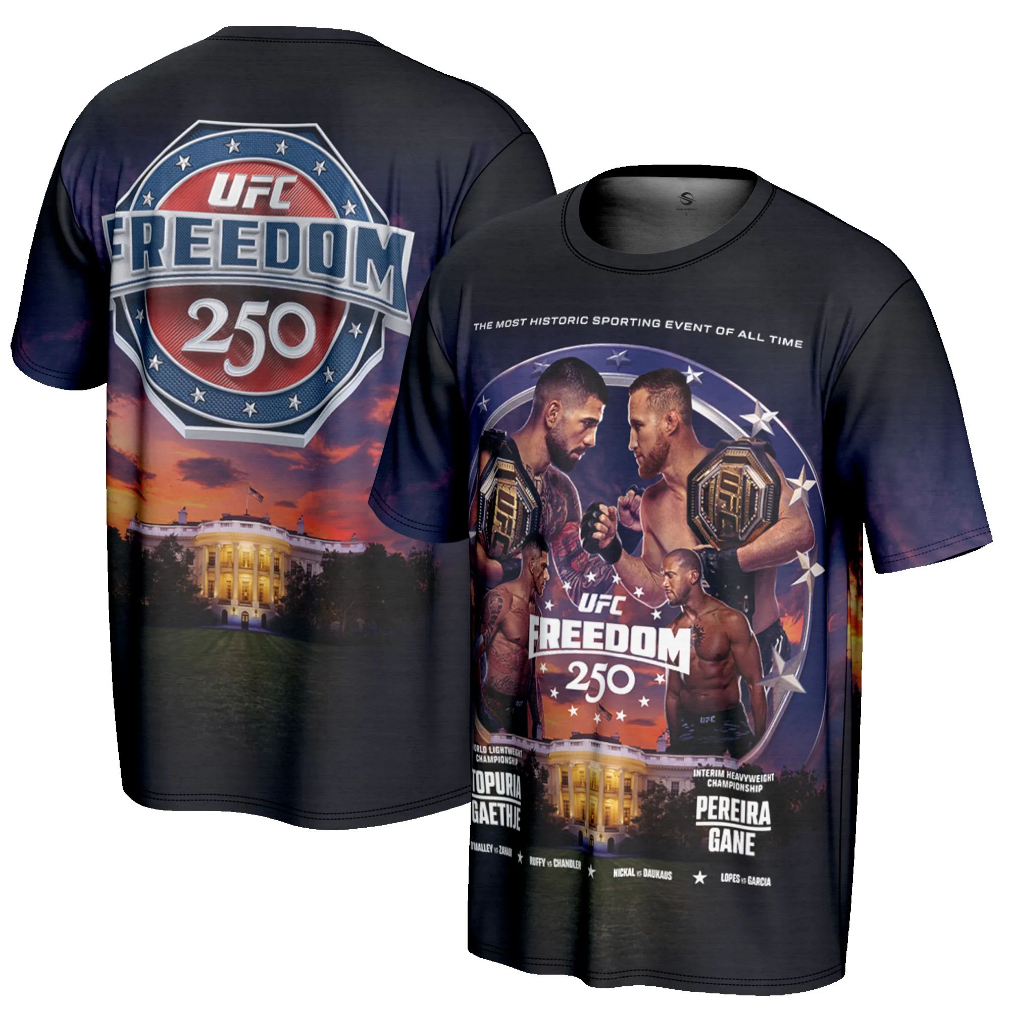 Men's ProSphere Blue UFC Freedom 250 Matchup T-Shirt sold by UFC