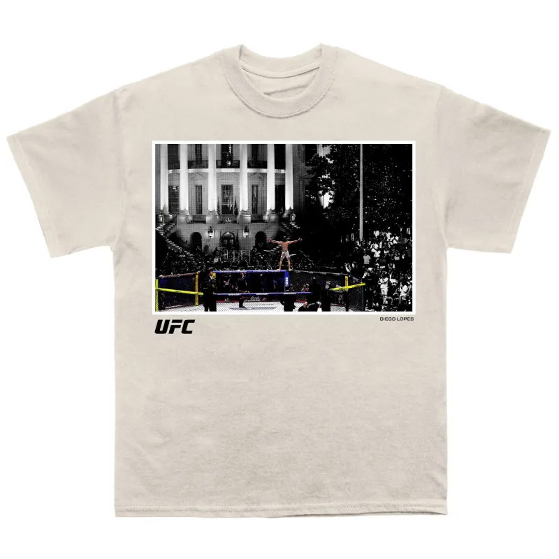 Men's UFC White Diego Lopes Freedom 250 Victory Boxy T-Shirt made by UFC