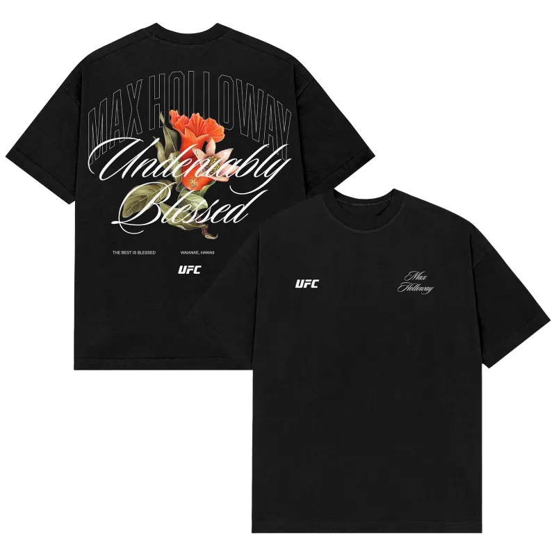 Men's UFC Black Max Holloway Undeniably Blessed T-Shirt made by UFC