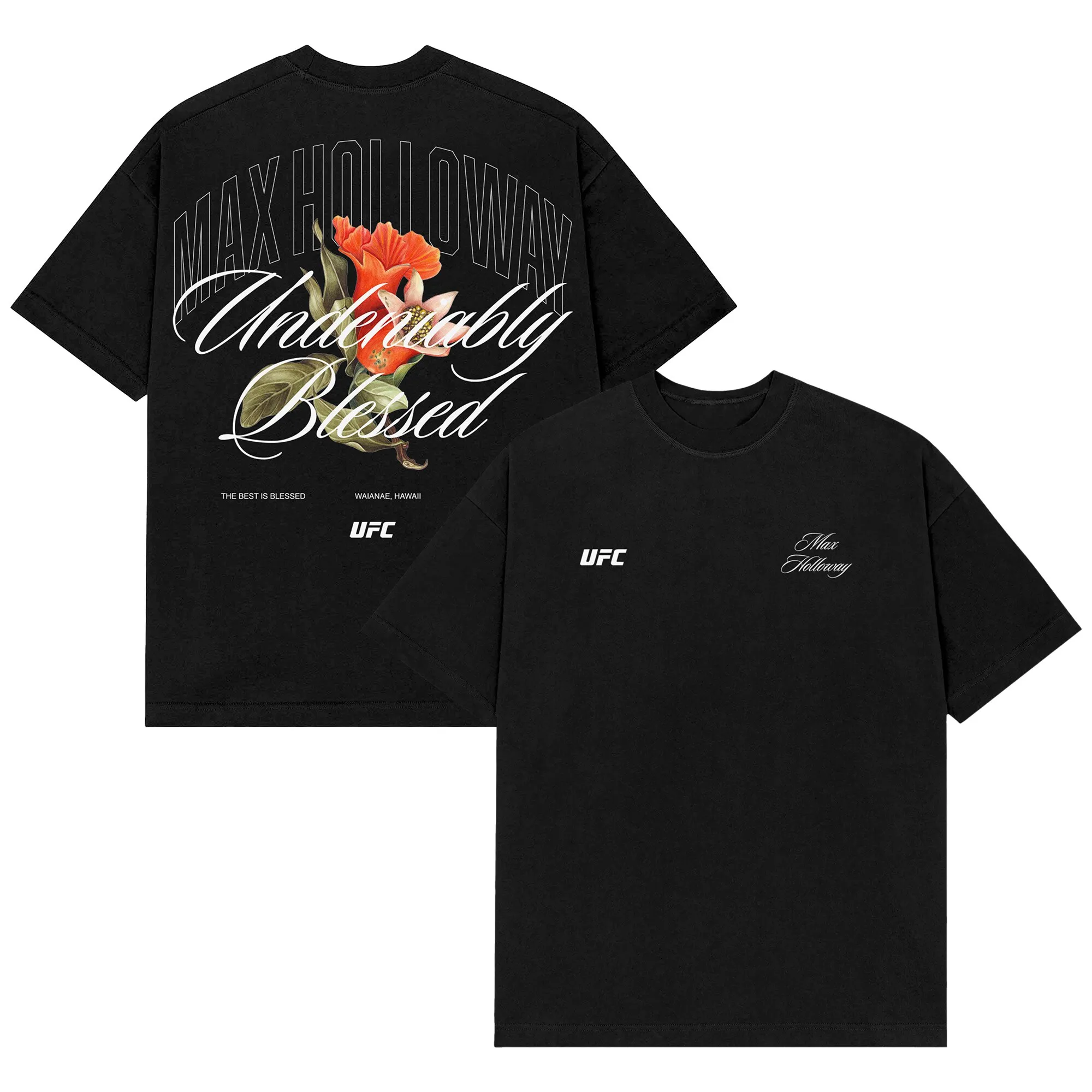 Men's UFC Black Max Holloway Undeniably Blessed T-Shirt sold by UFC