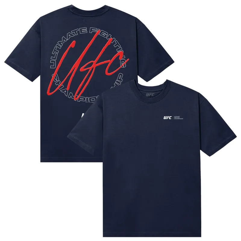 Men's UFC Navy Cursive T-Shirt made by UFC