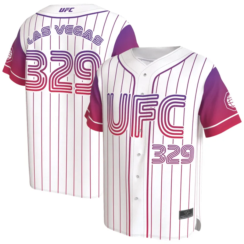 Men's ProSphere White UFC 329 Baseball Jersey made by UFC