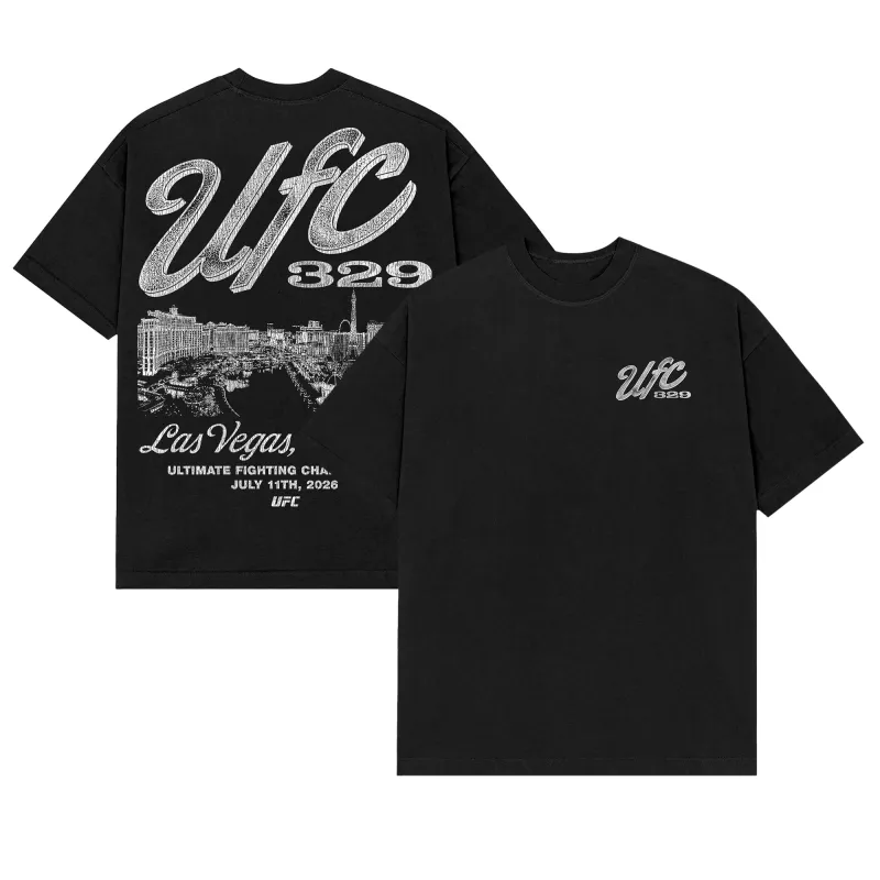 Men's Black UFC 329: McGregor vs. Holloway 2 Strip T-Shirt made by UFC
