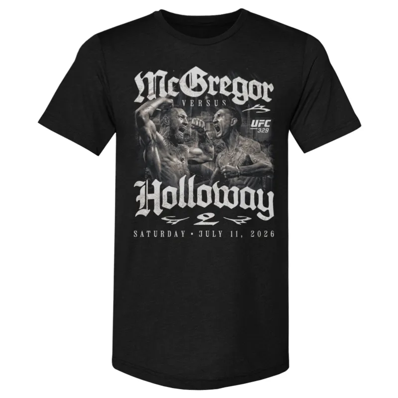 Men's 500 Level Black Conor McGregor vs. Max Holloway Premium Tri-Blend T-Shirt made by 500 Level