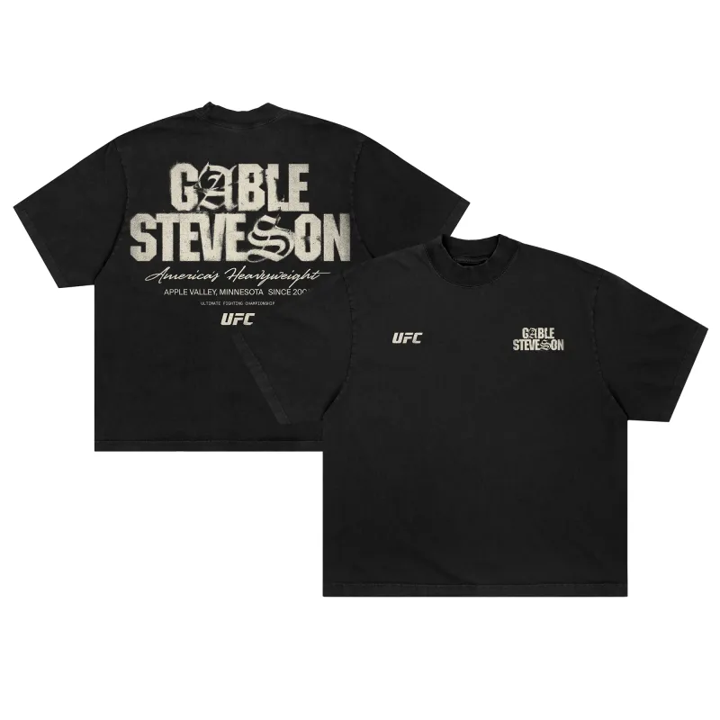 Men's UFC Gable Steveson Black America's Heavyweight T-Shirt made by UFC