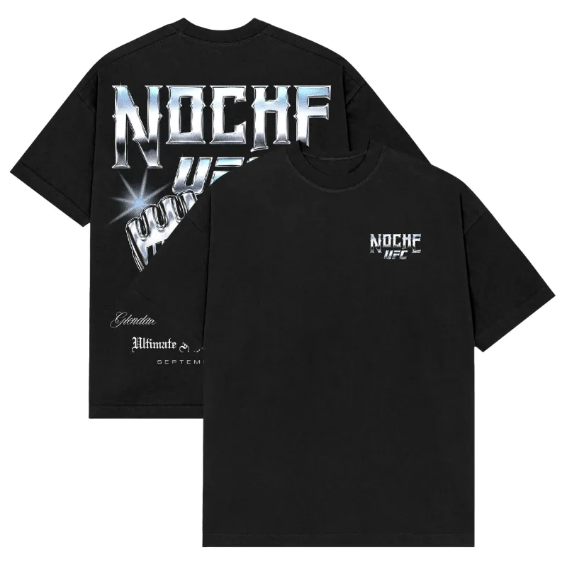 Men's Black Noche UFC Chromed Relaxed Boxy T-Shirt made by UFC
