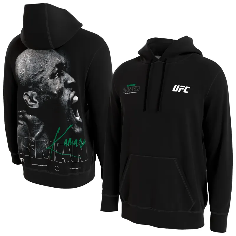 Men's ProSphere Black Kamaru Usman UFC Face Photo Hoodie made by UFC