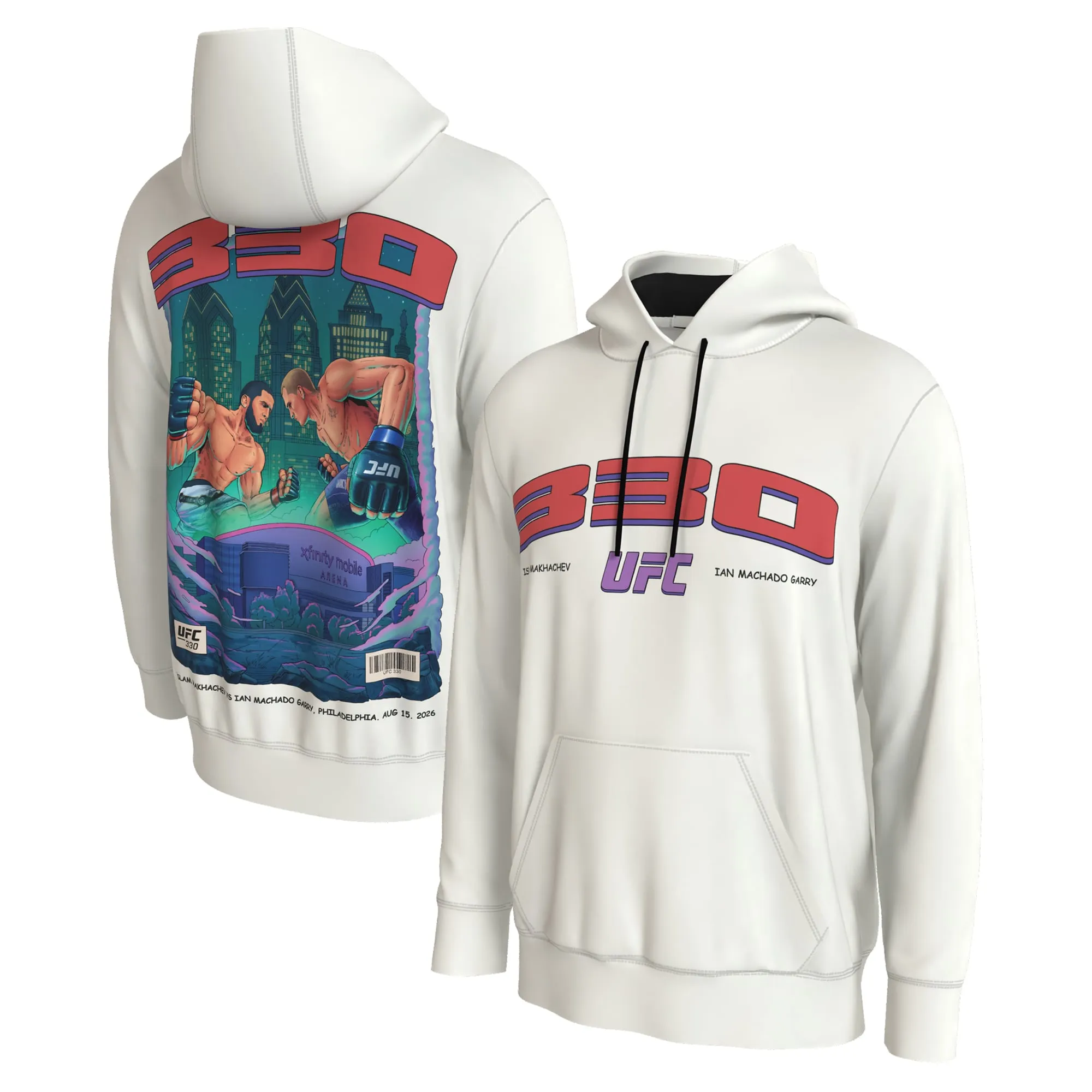Men's ProSphere White UFC 330: Makhachev vs. Machado Garry Artist Series Hoodie sold by UFC