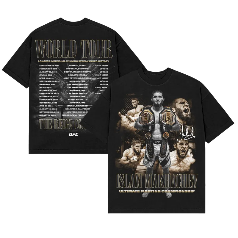 Men's UFC Black Islam Makhachev Reign Continues T-Shirt made by UFC