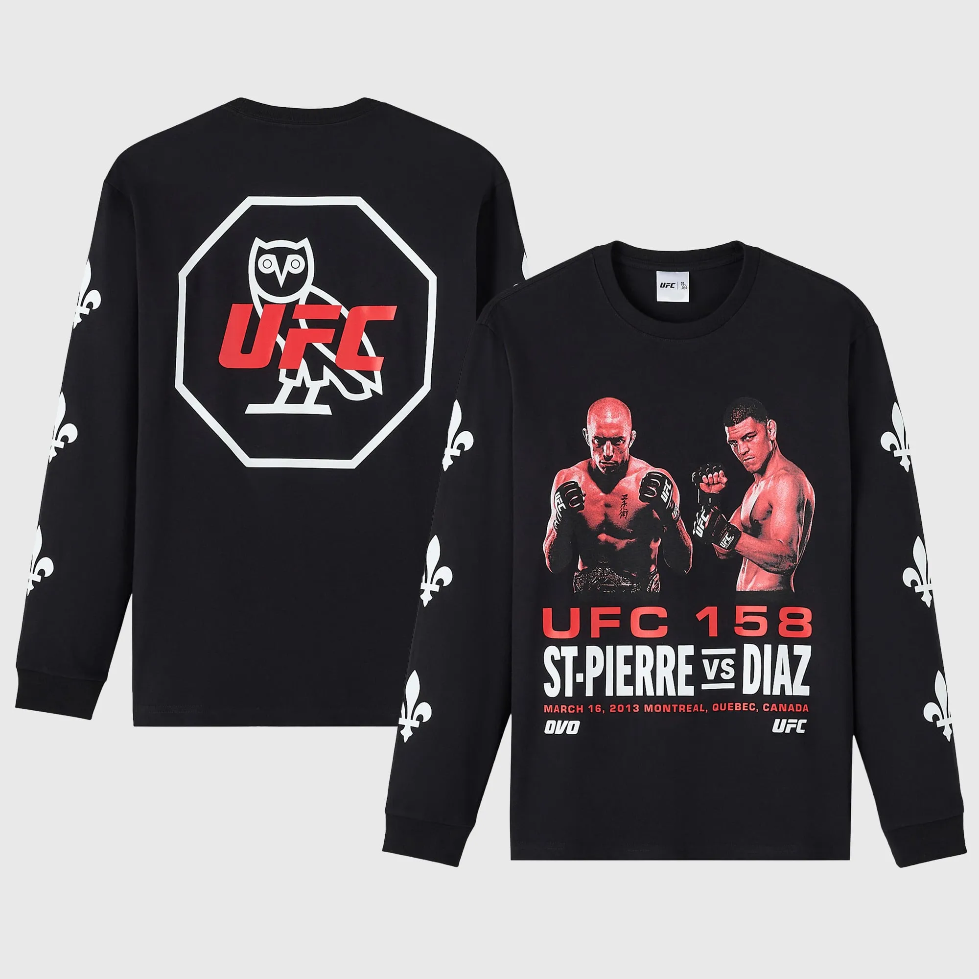 Men's OVO x UFC Black GSP vs. Diaz Graphic Long Sleeve T-Shirt sold by UFC