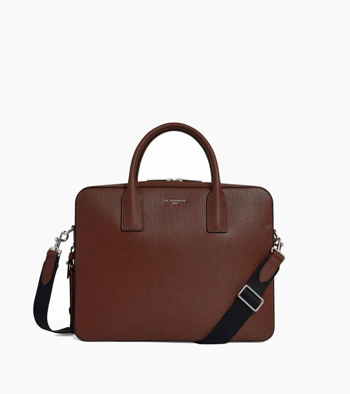 Emile slim, 14" briefcase in signature T leather sold by Le Tanneur