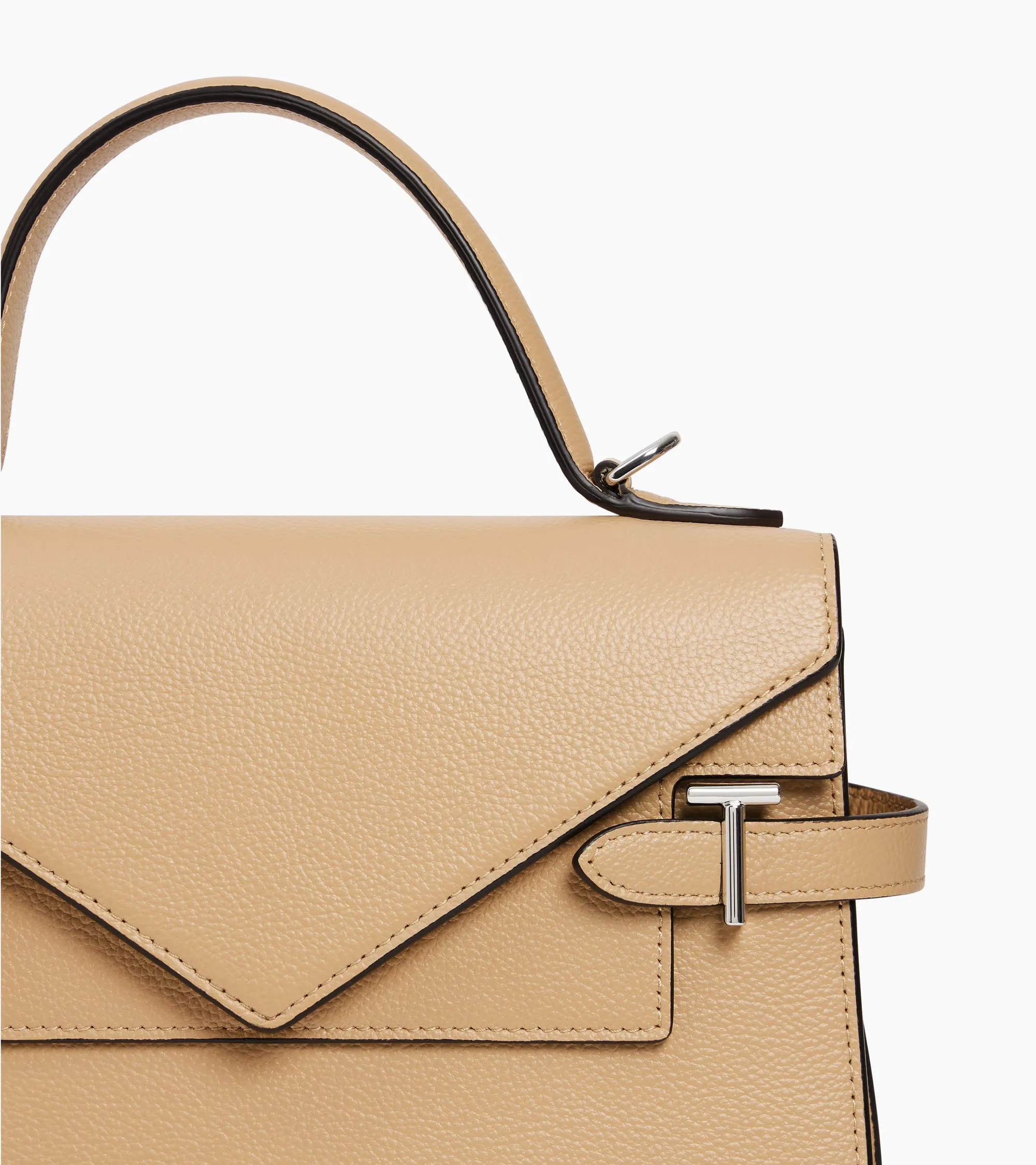 Emilie medium handbag with double flap in grained leather sold by Le Tanneur product image thumbnail 3