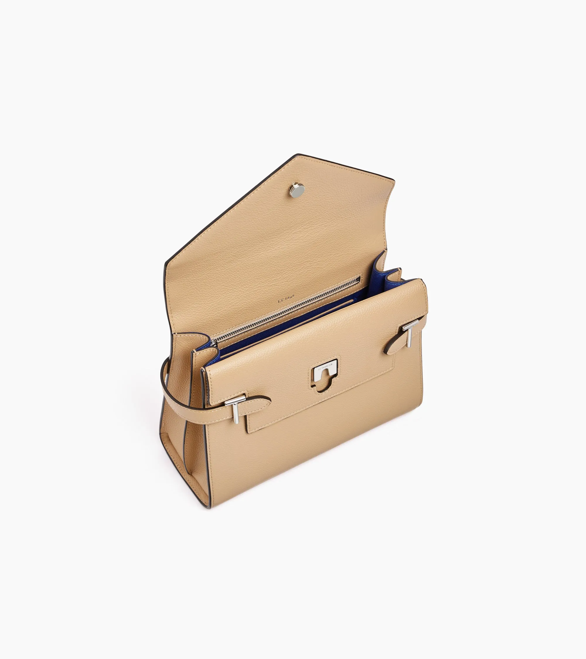 Emilie medium handbag with double flap in grained leather sold by Le Tanneur product image thumbnail 4