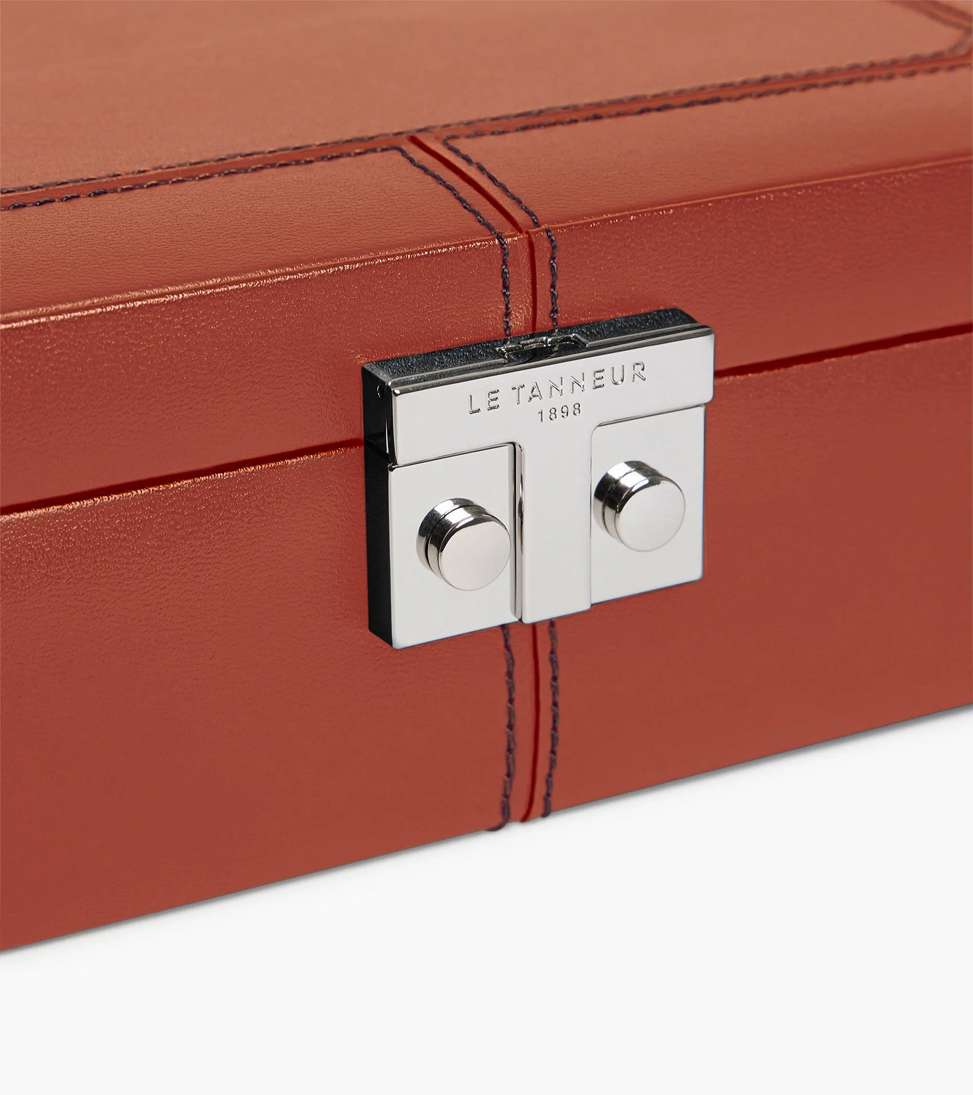 Box for 8 watches with T-clasp in leather sold by Le Tanneur product image thumbnail 2