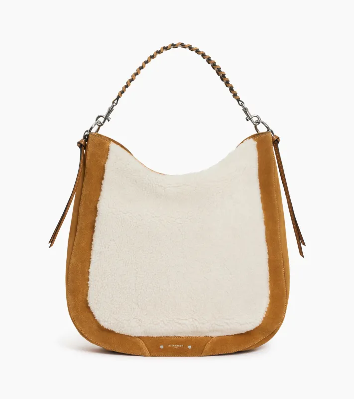 Ella medium hobo bag in suede and reversed sheepskin sold by Le Tanneur