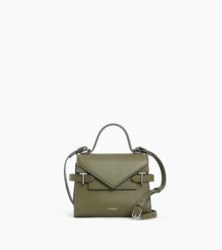 Emilie small handbag with double flap in grained leather sold by Le Tanneur