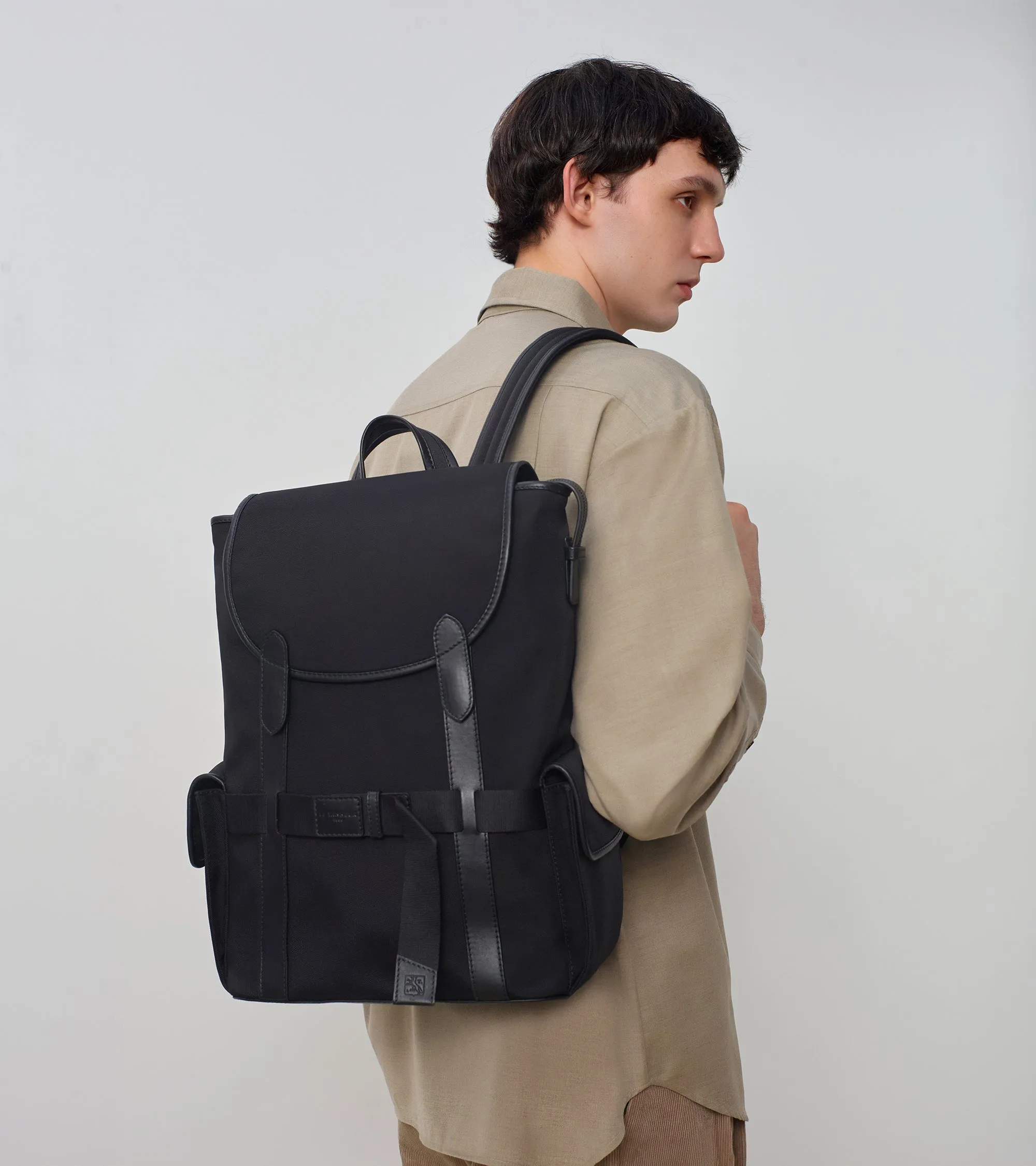 Noah flap backpack in nylon canvas sold by Le Tanneur product image thumbnail 2